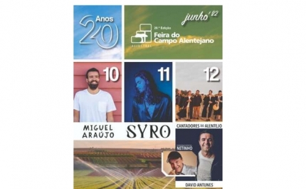 Feira do Campo Alentejano começa na sexta-feira e traz Miguel Araújo, Syro, David Antunes & Netinho e Cantadores do Alentejo a Aljustrel 