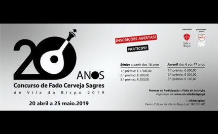 Inscrições para a 20.ª edição do Concurso de Fado Cerveja Sagres Concelho de Vila do Bispo