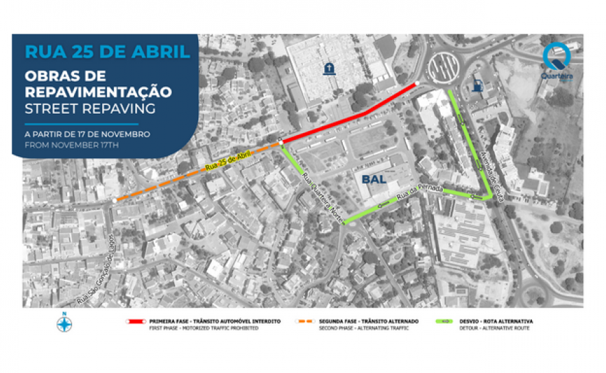 Quarteira inicia obras de repavimentação na Rua 25 de Abril