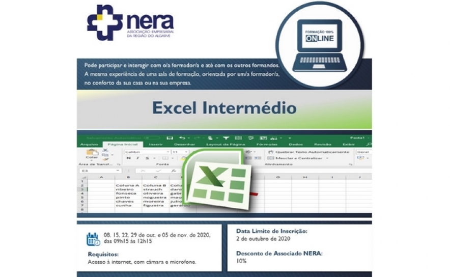  Formação Online: Excel Intermédio
