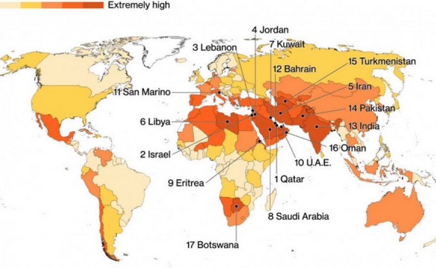 Estes 17 países estão em risco extremamente elevado de escassez de água
