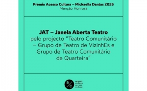 JAT – Janela Aberta Teatro distinguido com Menção Honrosa no prestigiado Prémio Acesso Cultura 2026