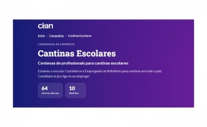 Clan reforça recrutamento de profissionais para cantinas escolares em 10 regiões do país
