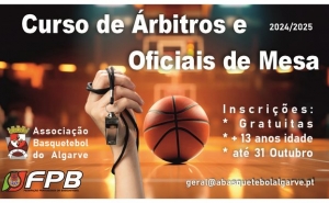 A Associação de Basquetebol do Algarve tem abertas as inscrições para o curso de Árbitros e Oficiais de Mesa, época 2024 / 2025