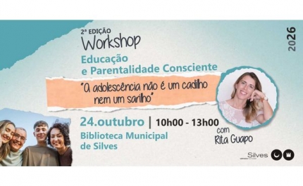 RITA GUAPO VEM À BIBLIOTECA MUNICIPAL DE SILVES FALAR SOBRE EDUCAÇÃO  E PARENTALIDADE CONSCIENTE
