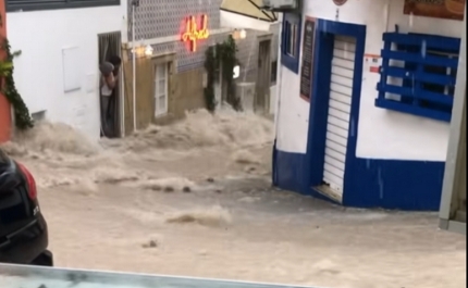 Chuva intensa alagou estradas, caves e lojas em Albufeira e Olhão