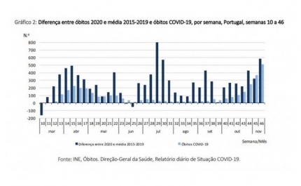 Aumento da mortalidade em Portugal já se deve em grande parte à Covid-19