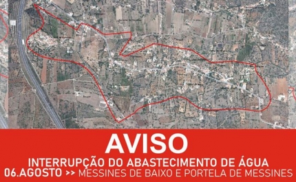 INTERRUPÇÃO DO FORNECIMENTO DE ÁGUA EM MESSINES DE BAIXO E PORTELA DE MESSINES NA MADRUGADA DE 5 PARA 6 DE AGOSTO