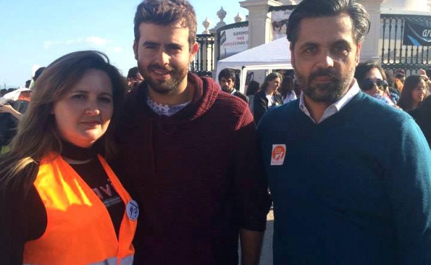 Marta Correia,coordenadora da Pravi Faro e Deputada Municipal,o apresentador João Manzarra e o Deputado Cristovão Norte. 