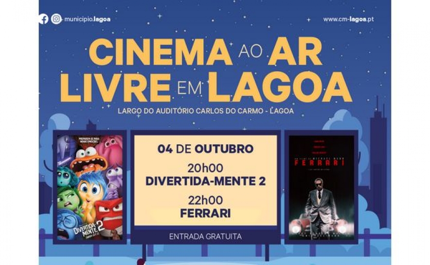 Cinema ao Ar Livre em Lagoa | Divertida-Mente 2 | Ferrari