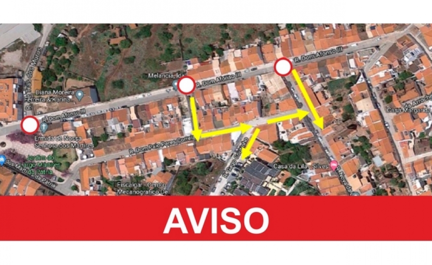 Em Silves | RUA DOM AFONSO III SOFRERÁ CORTE DE TRÂNSITO DE 19 A 30 DE ABRIL