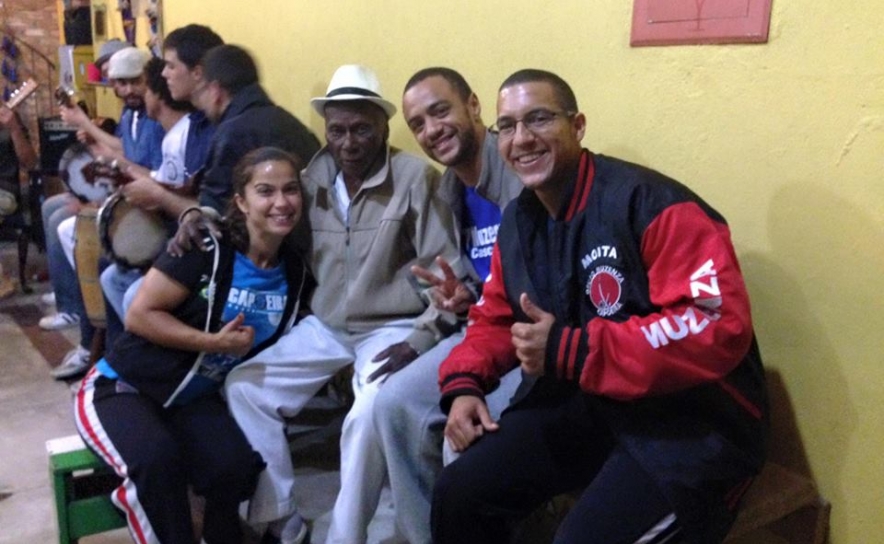 Ricardo Castro, Sara Correia e Francisco Machado com Mestre Ananias de 90 anos (um dos mestres mais velhos do Brasil em atividade)