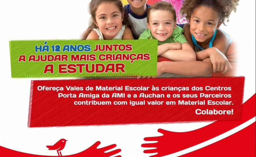 Auchan e AMI voltam a unir-se em campanha solidária de oferta de material escolar a crianças e adolescentes