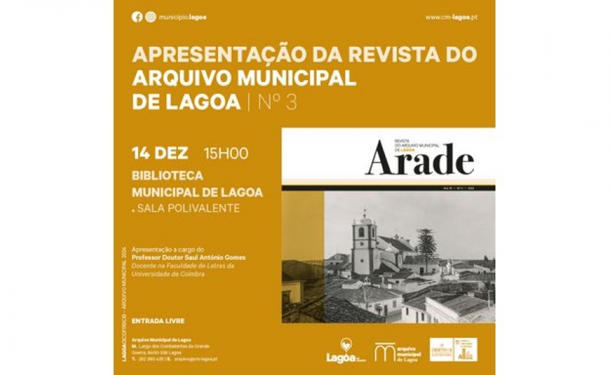 Apresentação de Revista | Arade. Revista do Arquivo Municipal de Lagoa - N.º 3 (2024)