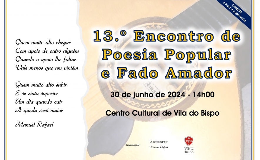 Poesia popular e fado amador marcam encontro em Vila do Bispo