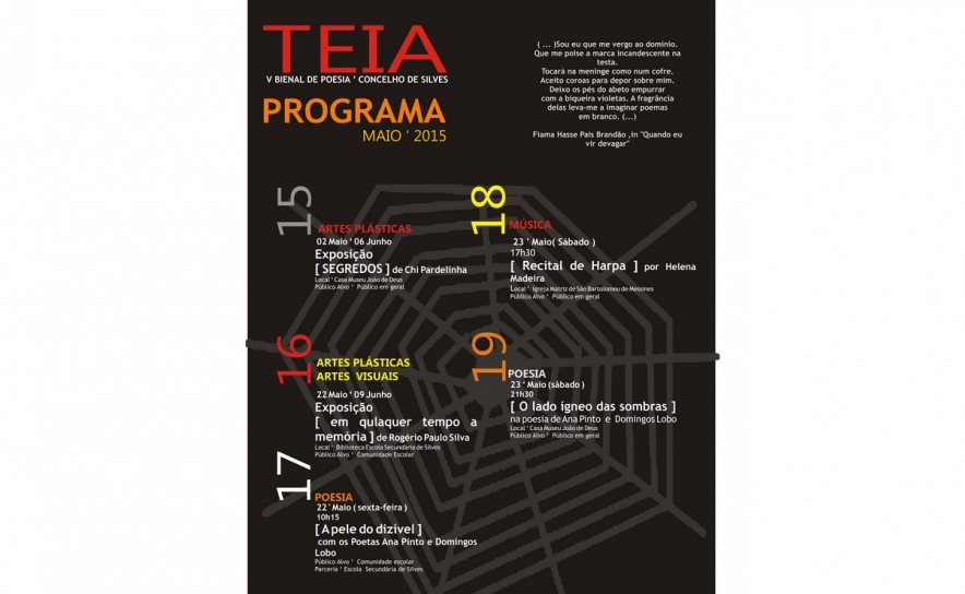 TEIA – V BIENAL DE POESIA DO CONCELHO DE SILVES PROSSEGUE COM PROGRAMA VARIADO DE ATIVIDADES