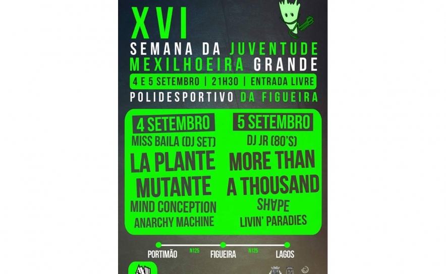 Bandas de referência nacional marcam o programa da 16ª Semana da Juventude da Mexilhoeira Grande
